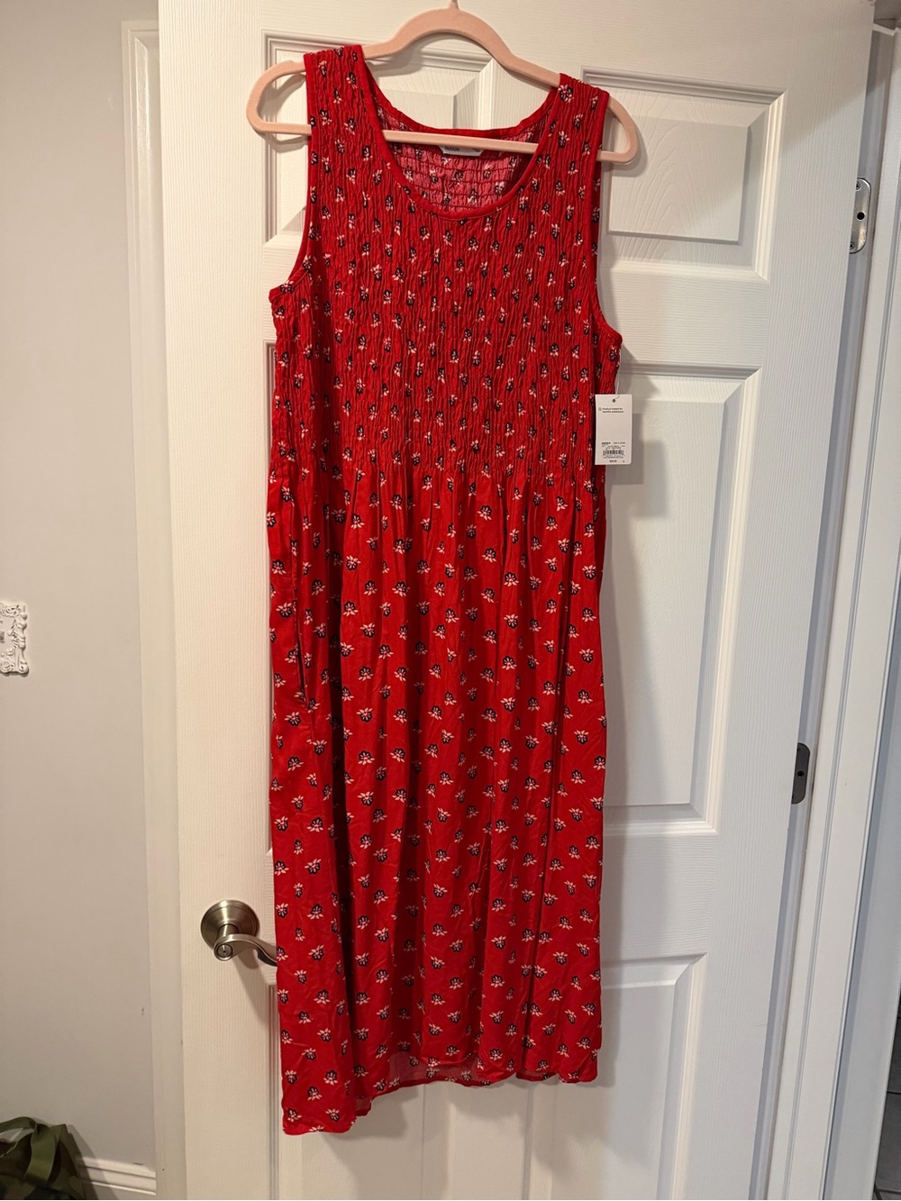croft & barrow Red Floral Smocked Tank Dress for Girls